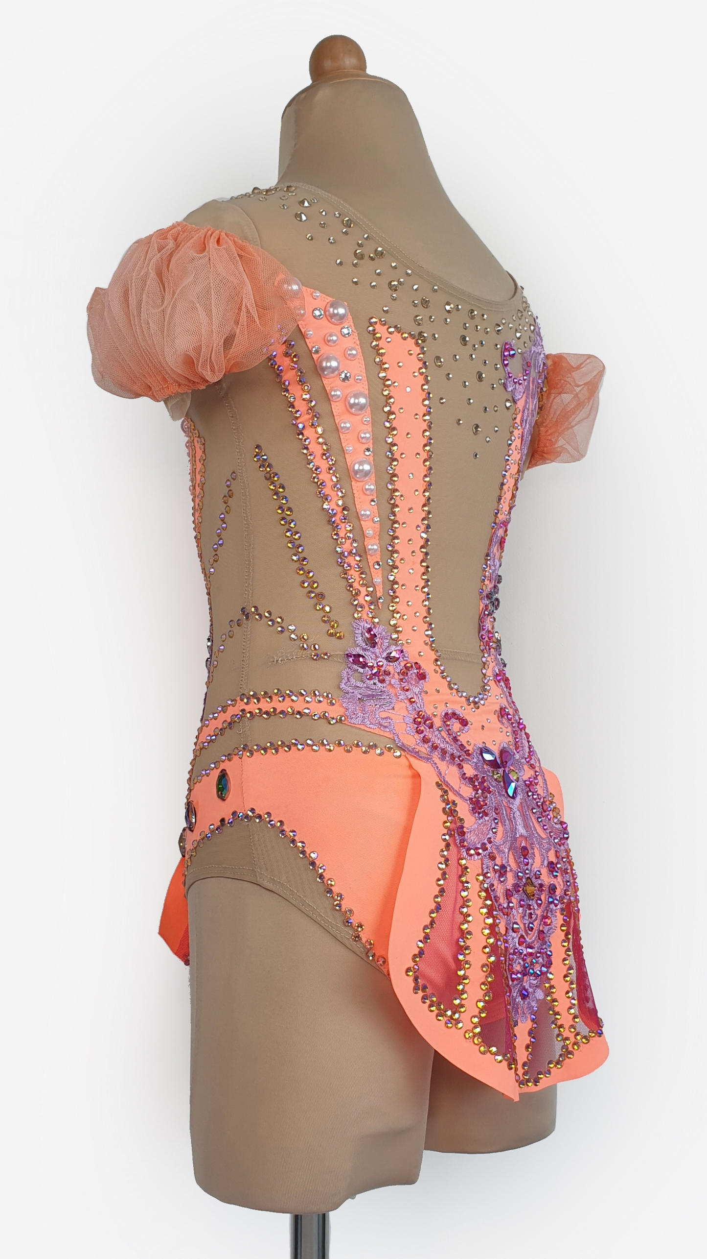 BRAND NEW UNWORN! MYR600 rental price Peach Lace Leotard (MYR2,500 at Checkout Includes Security Deposit)