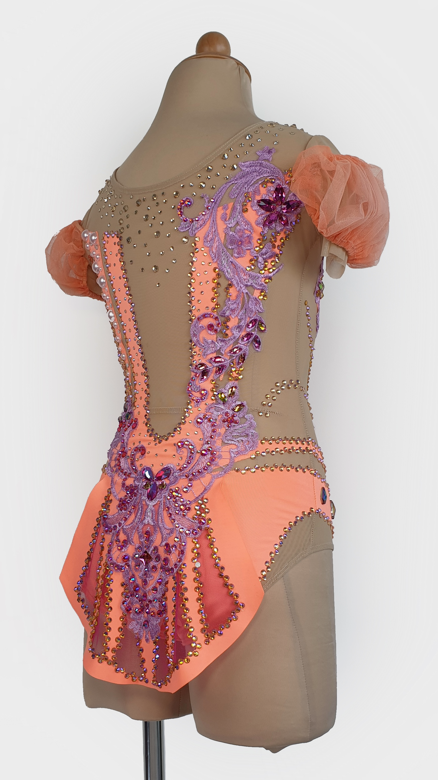 BRAND NEW UNWORN! MYR600 rental price Peach Lace Leotard (MYR2,500 at Checkout Includes Security Deposit)