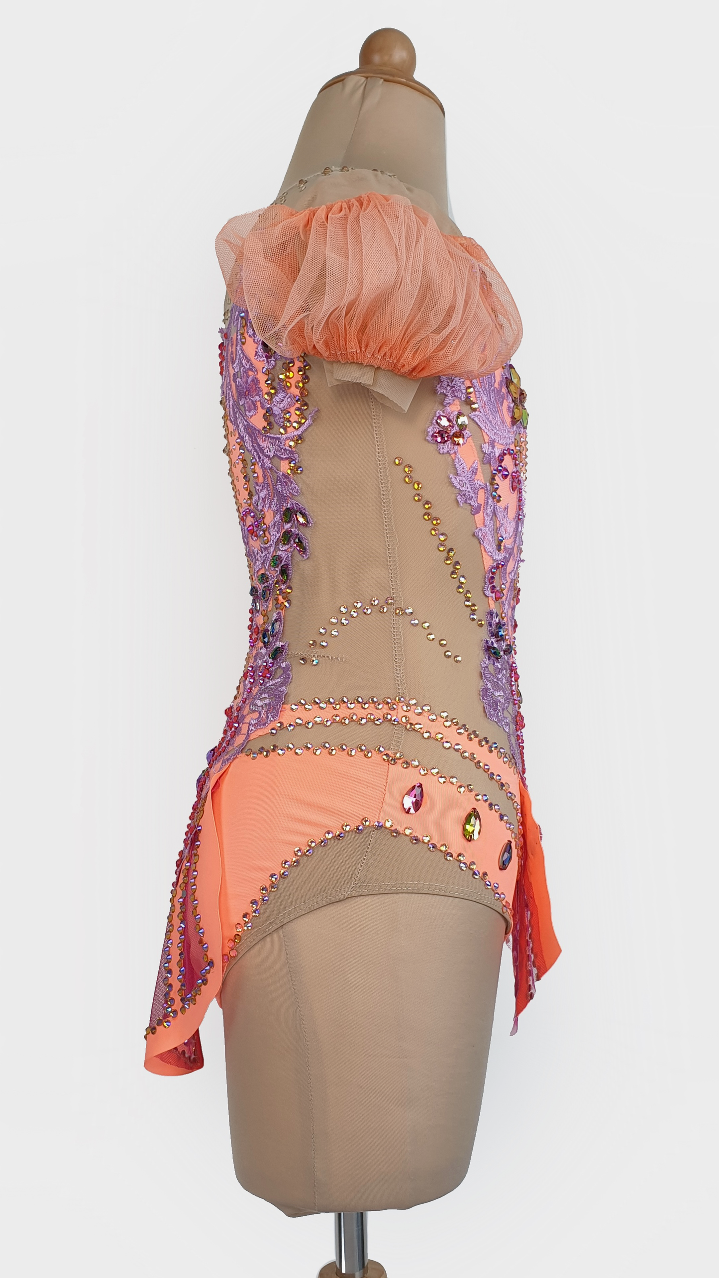 BRAND NEW UNWORN! MYR600 rental price Peach Lace Leotard (MYR2,500 at Checkout Includes Security Deposit)