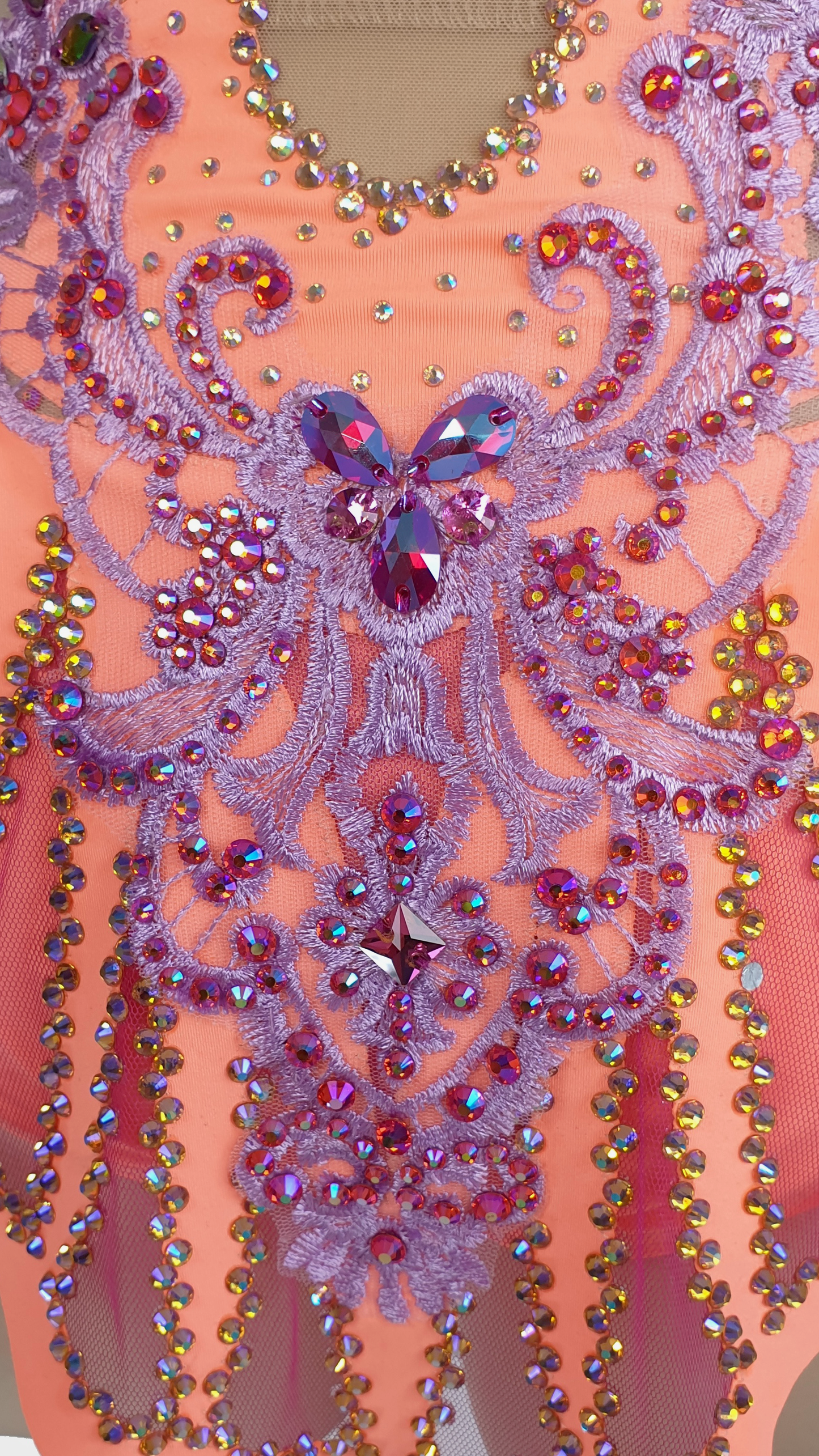 BRAND NEW UNWORN! MYR600 rental price Peach Lace Leotard (MYR2,500 at Checkout Includes Security Deposit)