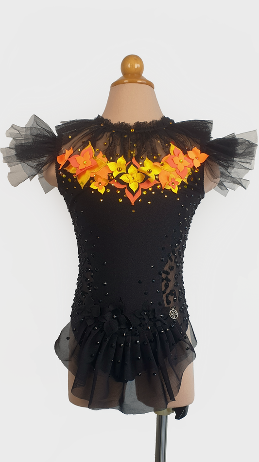 BRAND NEW UNWORN! MYR600 rental price Black Orange Floral Leotard (MYR2,500 at Checkout Includes Security Deposit)