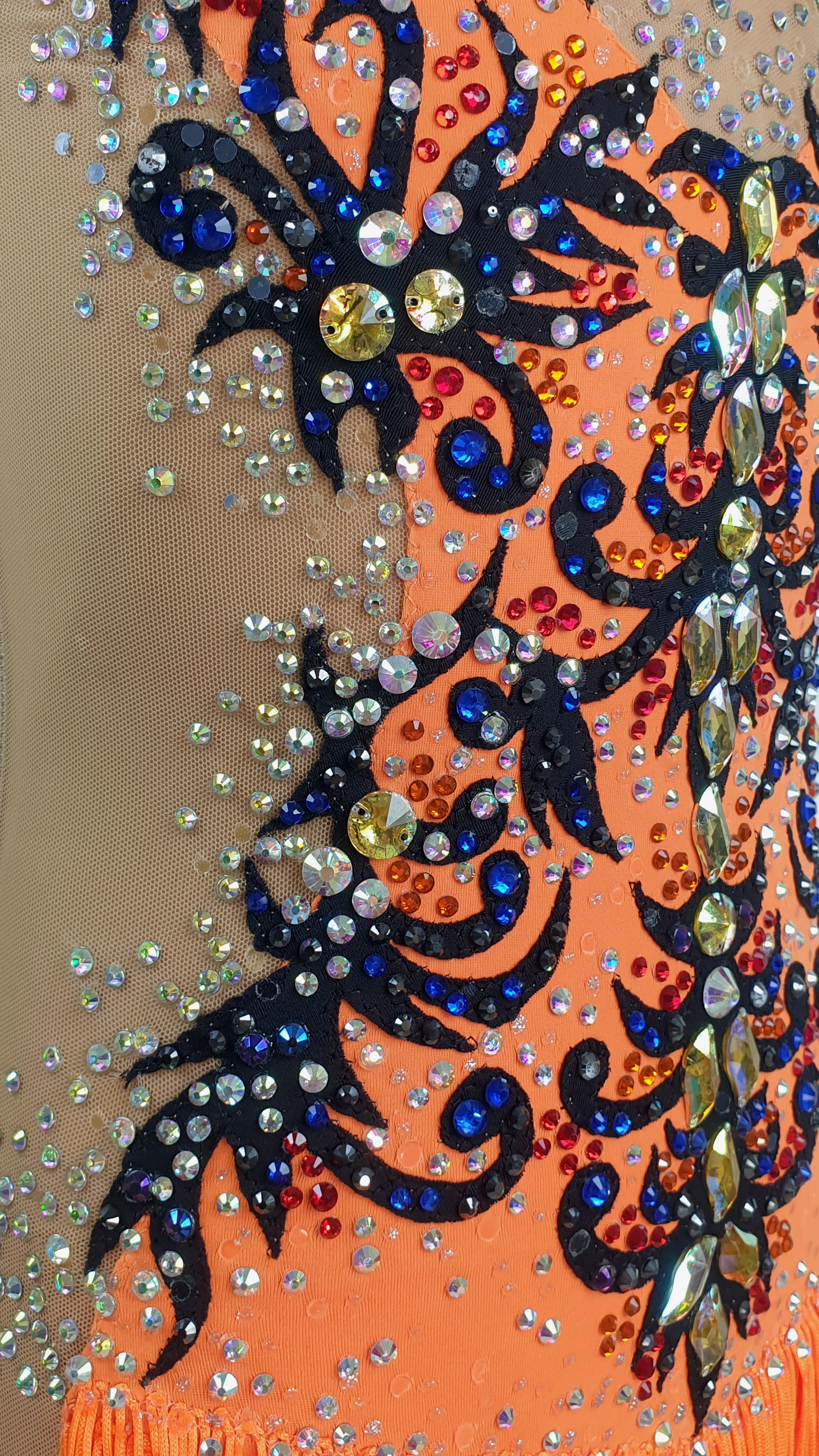 MYR350 rental price Orange Filigree Leotard (MYR1200 at Checkout Includes Security Deposit)
