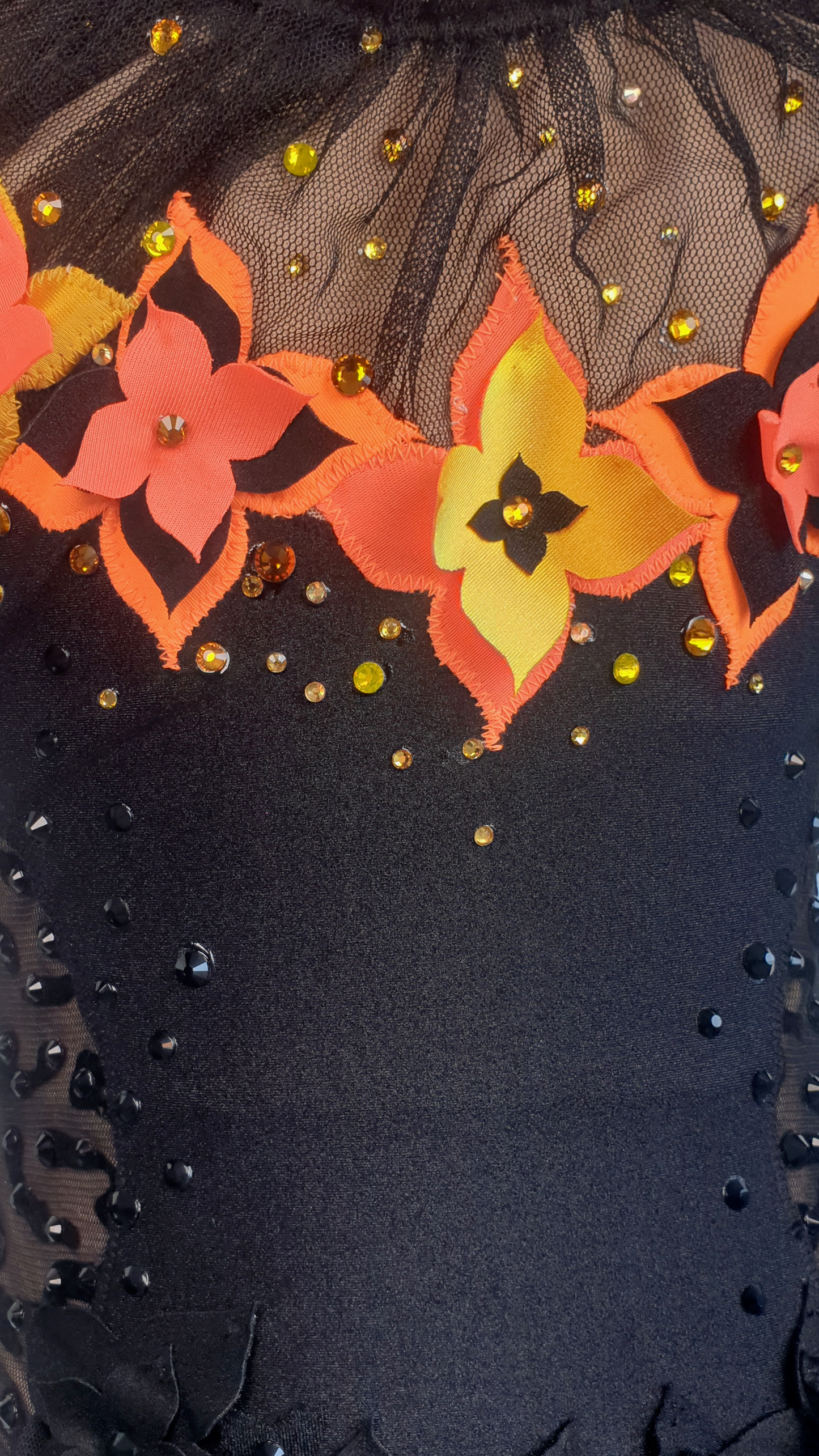 BRAND NEW UNWORN! MYR600 rental price Black Orange Floral Leotard (MYR2,500 at Checkout Includes Security Deposit)