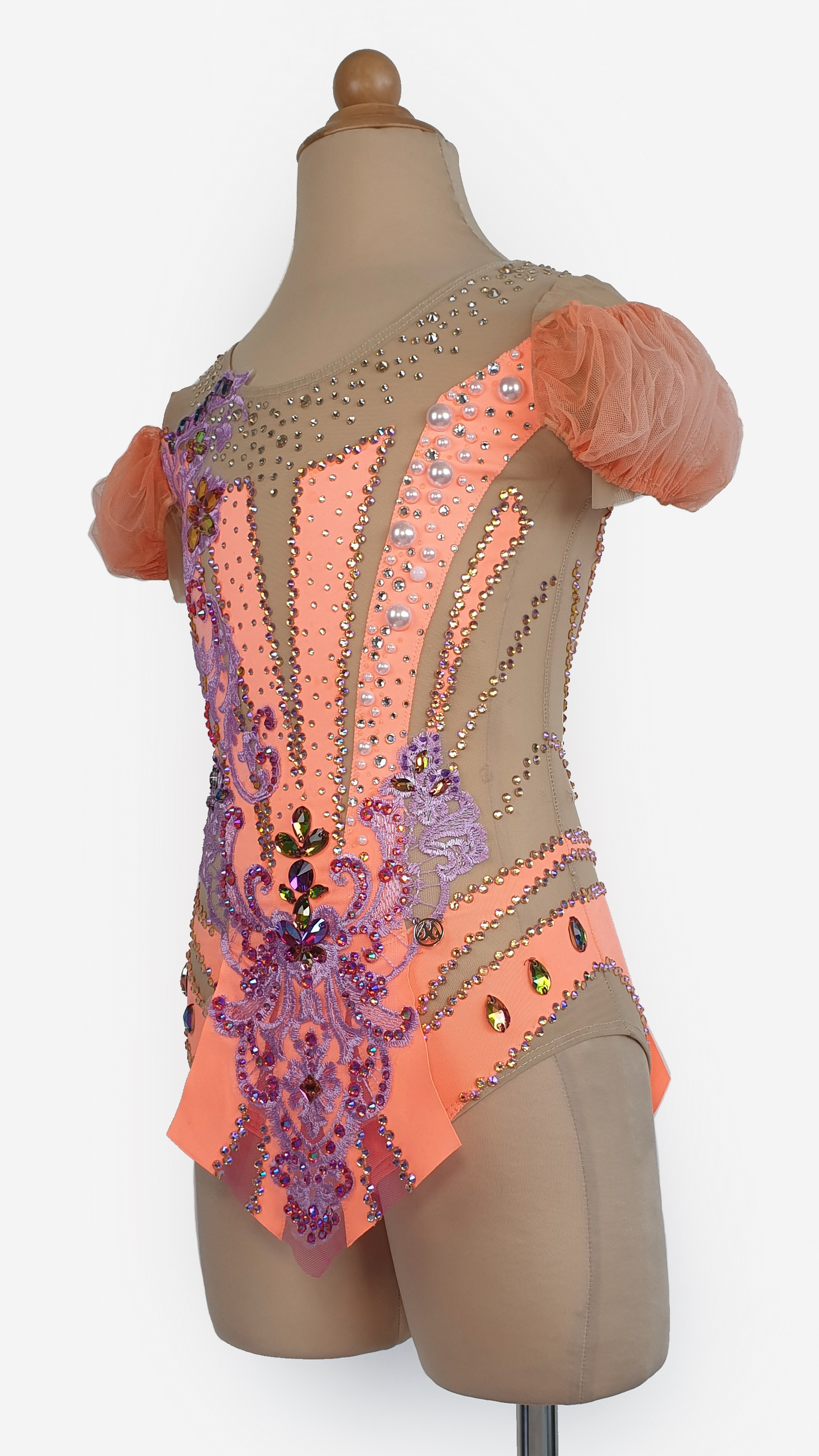 BRAND NEW UNWORN! MYR600 rental price Peach Lace Leotard (MYR2,500 at Checkout Includes Security Deposit)