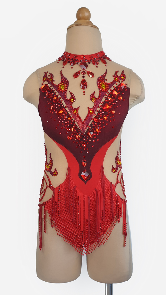 BRAND NEW UNWORN! MYR600 rental price Red Flame Leotard (MYR2,500 at Checkout Includes Security Deposit)