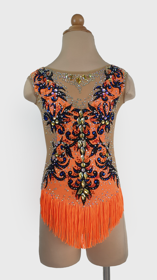 MYR350 rental price Orange Filigree Leotard (MYR1200 at Checkout Includes Security Deposit)