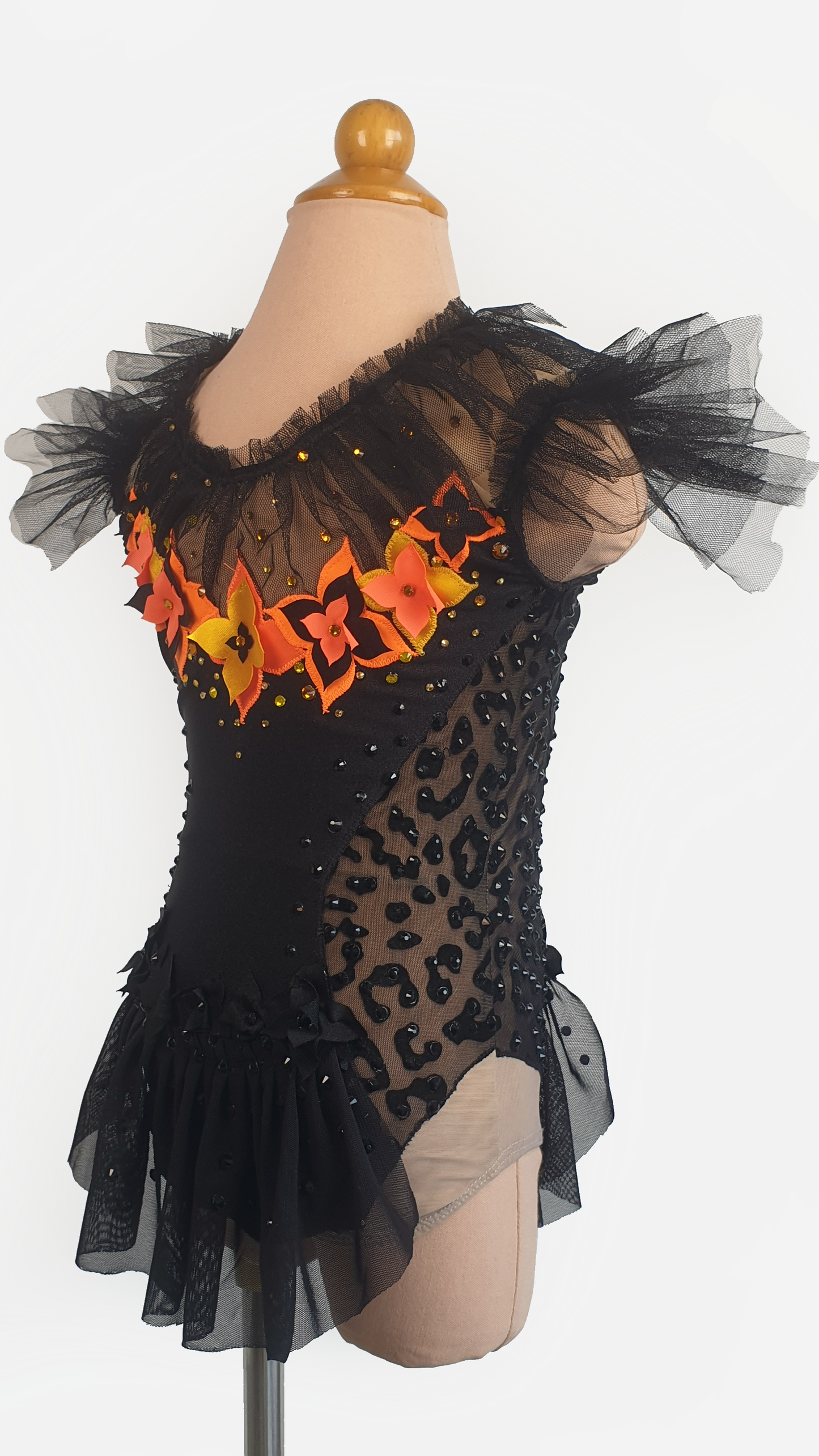BRAND NEW UNWORN! MYR600 rental price Black Orange Floral Leotard (MYR2,500 at Checkout Includes Security Deposit)
