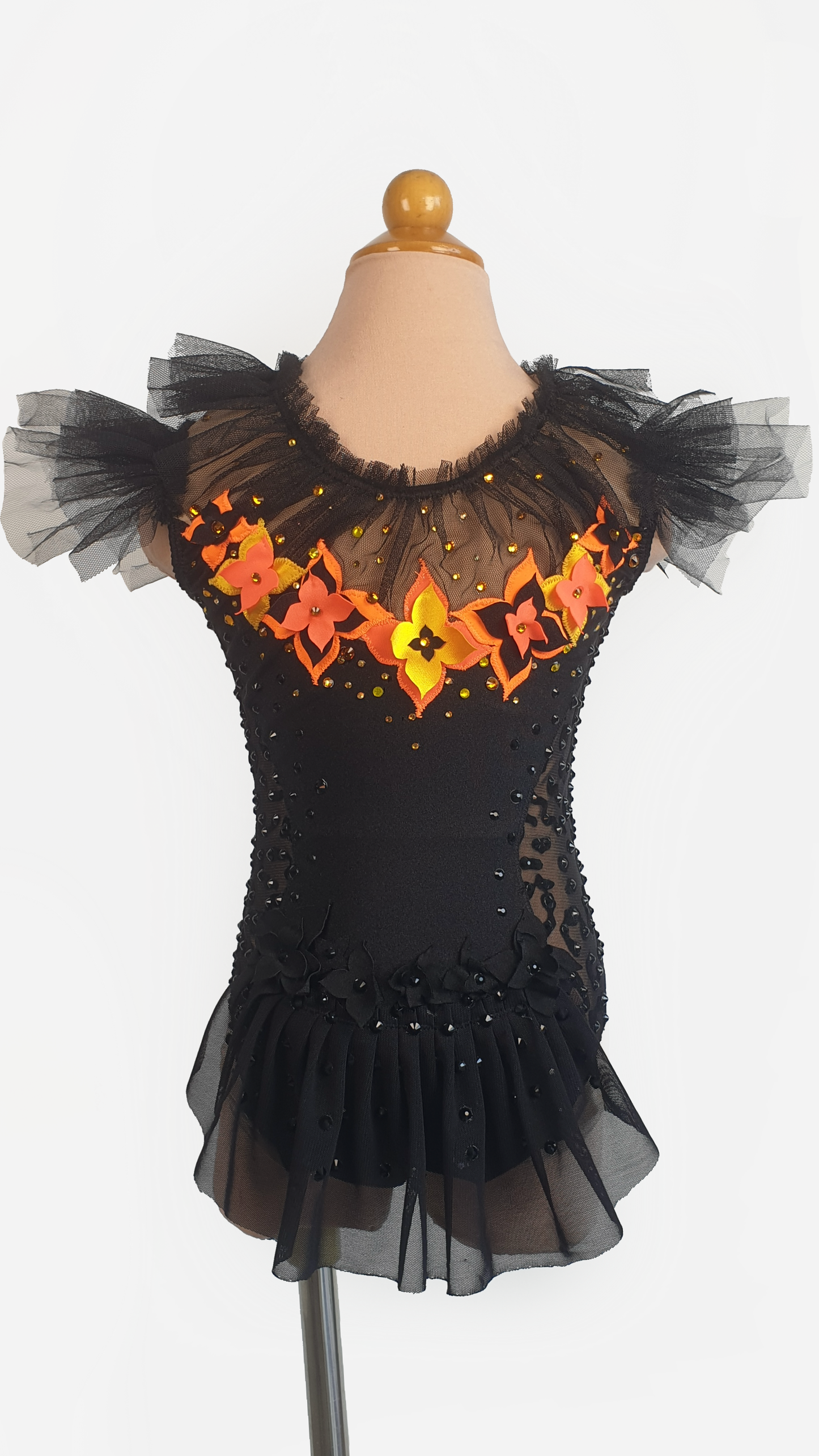 BRAND NEW UNWORN! MYR600 rental price Black Orange Floral Leotard (MYR2,500 at Checkout Includes Security Deposit)