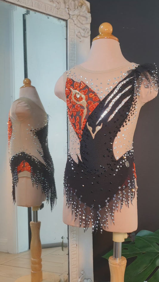 BRAND NEW UNWORN! MYR600 rental price Orange Black Tiger Eye Leotard (MYR2,500 at Checkout Includes Security Deposit)