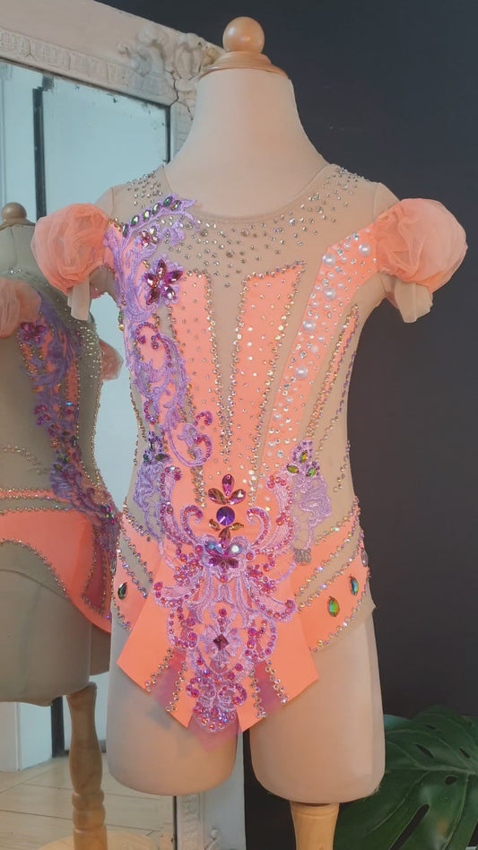 BRAND NEW UNWORN! MYR600 rental price Peach Lace Leotard (MYR2,500 at Checkout Includes Security Deposit)