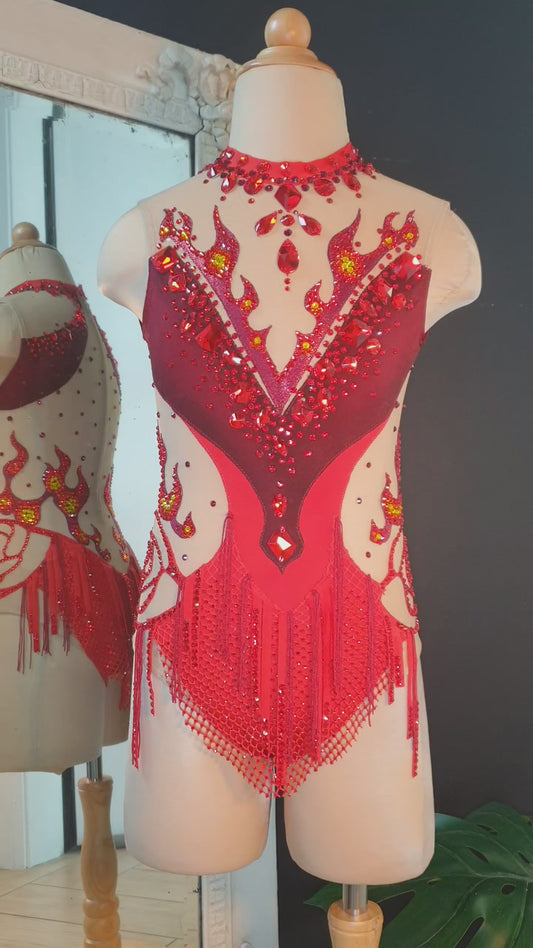 BRAND NEW UNWORN! MYR600 rental price Red Flame Leotard (MYR2,500 at Checkout Includes Security Deposit)