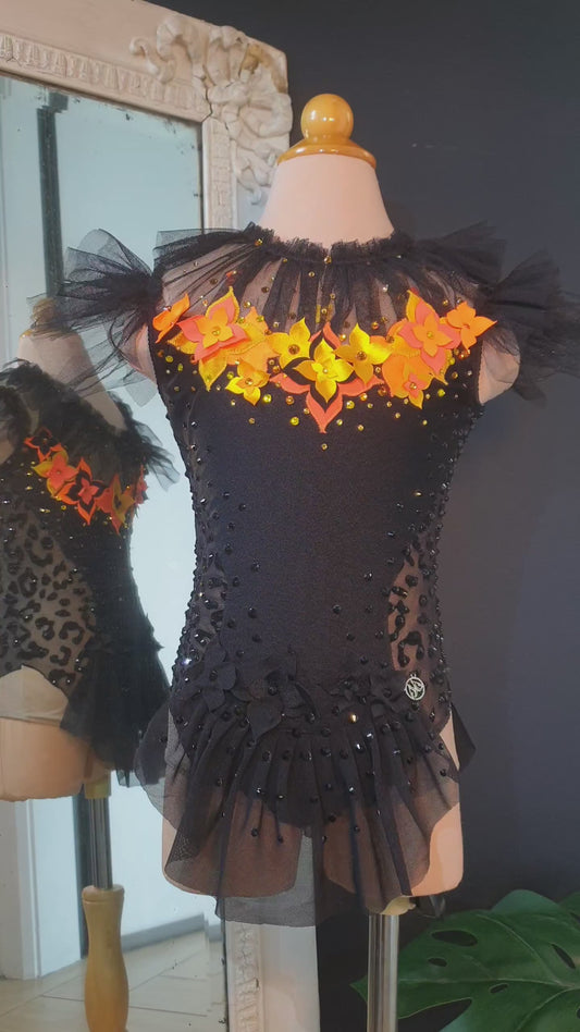 BRAND NEW UNWORN! MYR600 rental price Black Orange Floral Leotard (MYR2,500 at Checkout Includes Security Deposit)