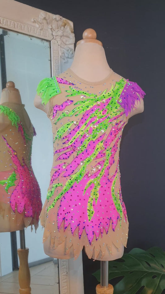 MYR300 rental price Neon Pink & Green Leotard (MYR550 at Checkout Includes Security Deposit)
